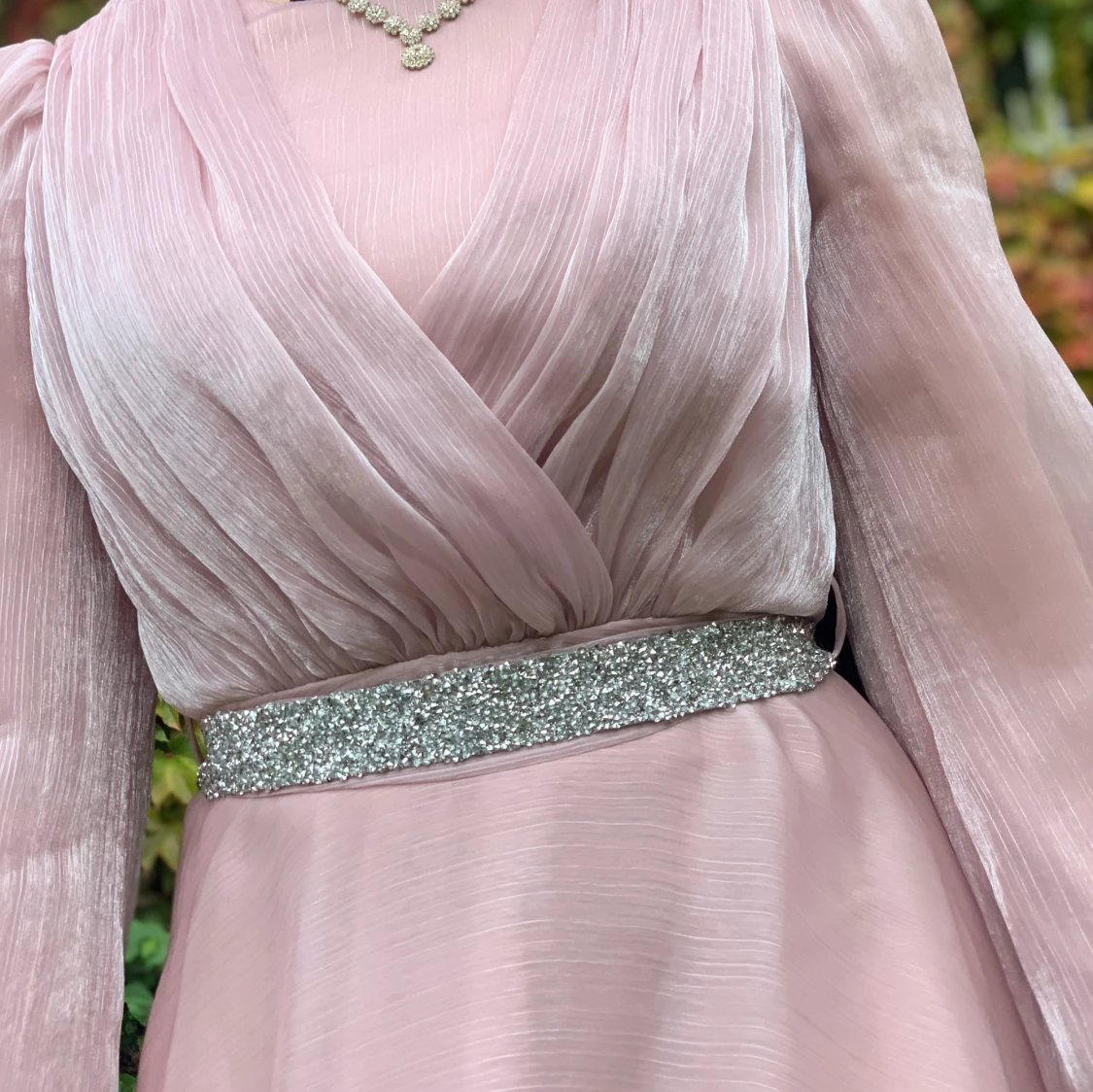 Esma Blush Pink Shimmering Belted Gown - 92