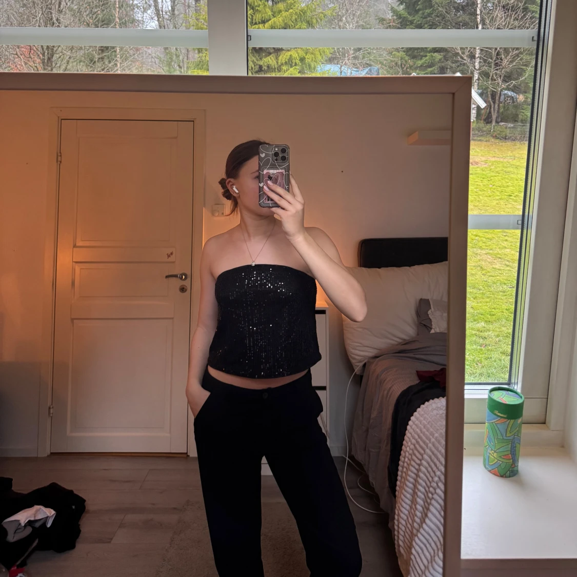 Svart paljett tubtopp - 1