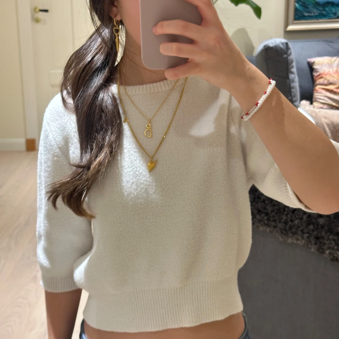 Stickad kortärmad 🩷 - 90