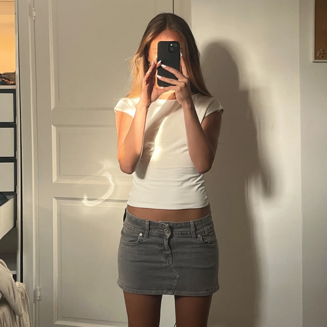 Grå jeanskjol från Hudson - 93