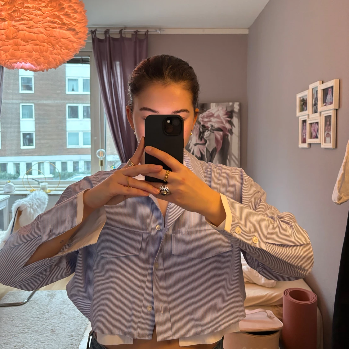 Randig croppad skjorta