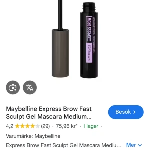 Maybelline Express Brow Fast Sculpt Gel Mascara - Maybelline Express Brow Fast Sculpt Gel Mascara i en smidig tub med silverlock. Perfekt för att forma och definiera ögonbrynen med precision. Enkel att använda med en liten borste för exakt applicering.