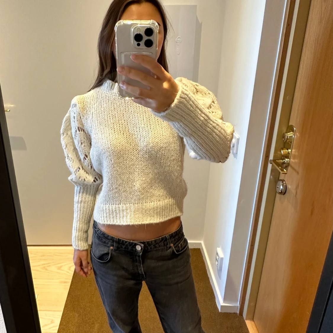 Puffärm stickad tröja - 90