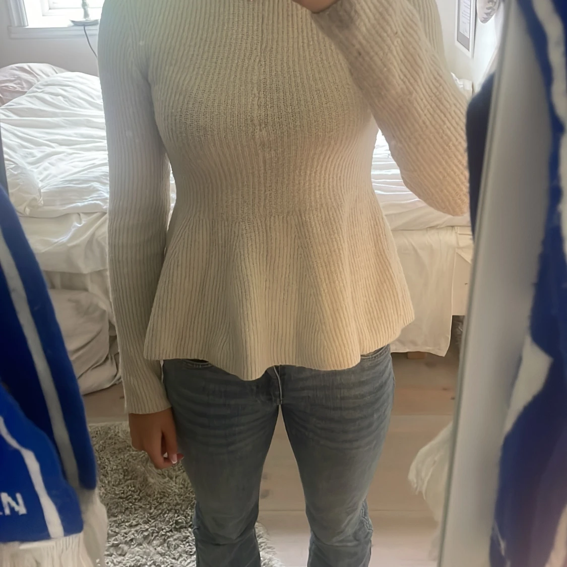 Vit ribbad tröja från H&M - 92