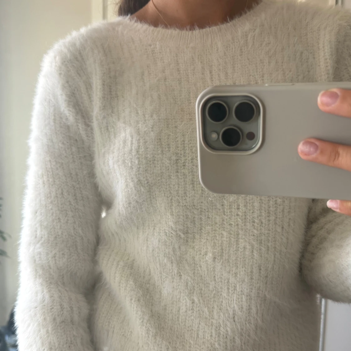 Vit stickad tröja - 90