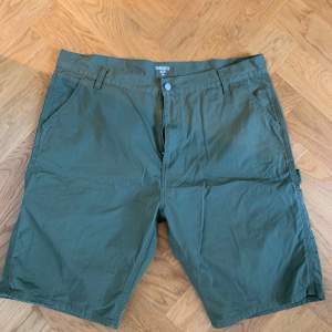 Säljer ett par gröna shorts från Carhartt WIP i storlek 36. De är i bra skick och perfekta för sommaren. Shortsen har en klassisk design med fickor både fram och bak, samt en knapp och dragkedja framtill. Perfekta för en avslappnad stil!