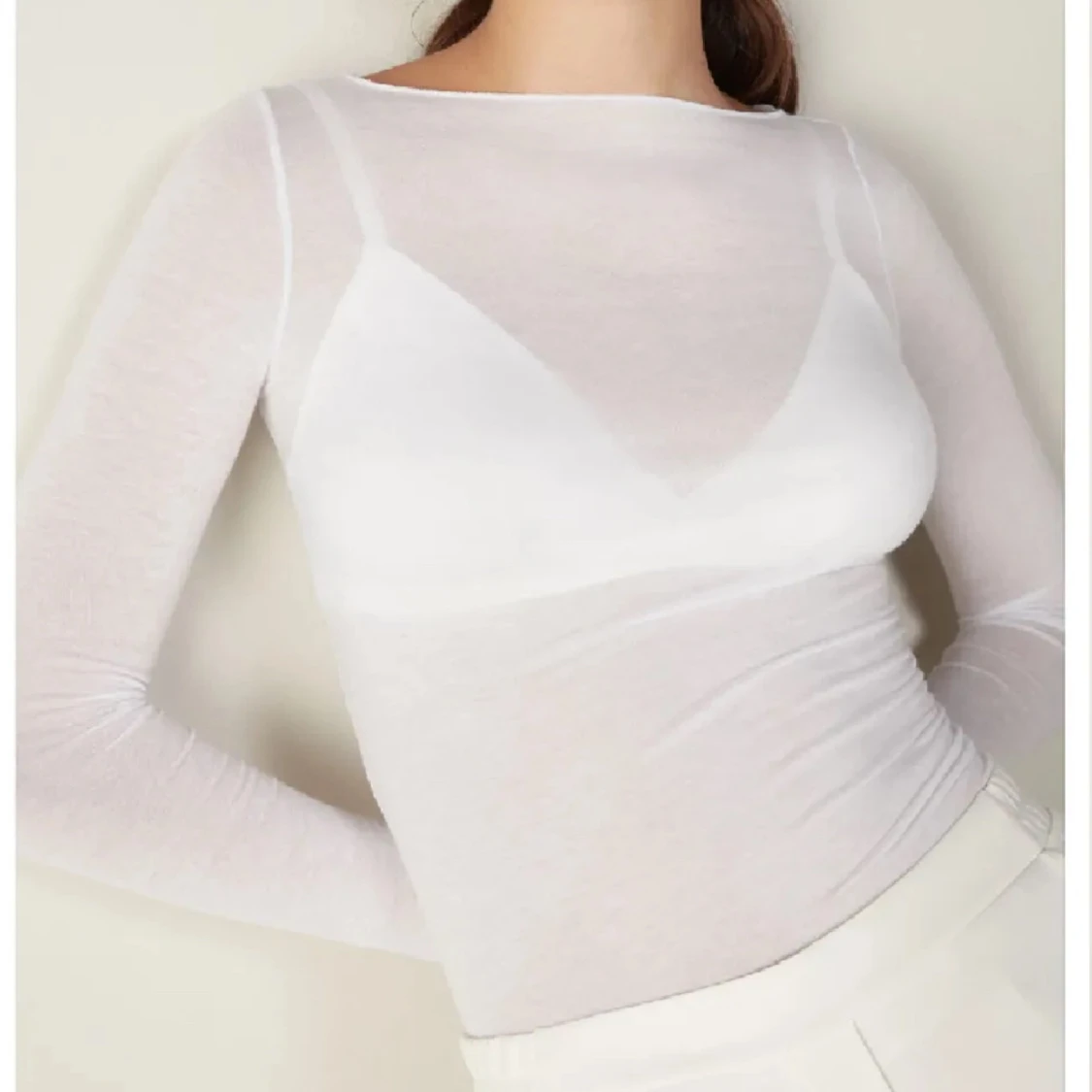 Vit transparent långärmad topp - 90