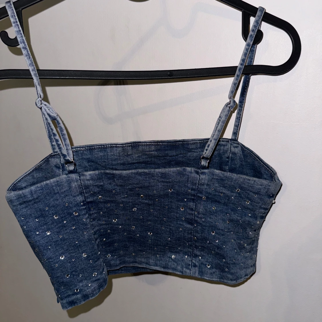 Blå jeanskorsett med paljetter - 90