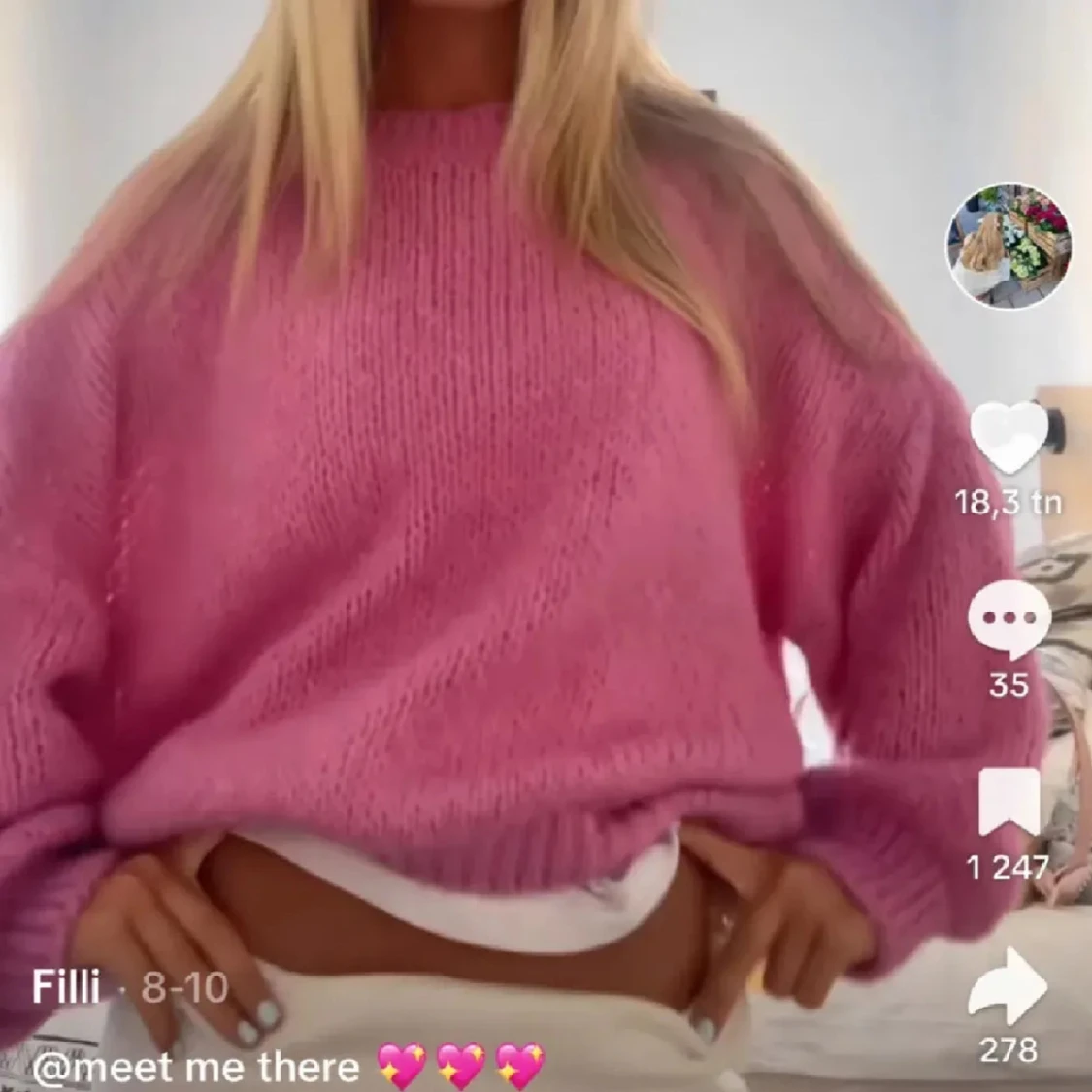 Rosa stickad tröja - 1