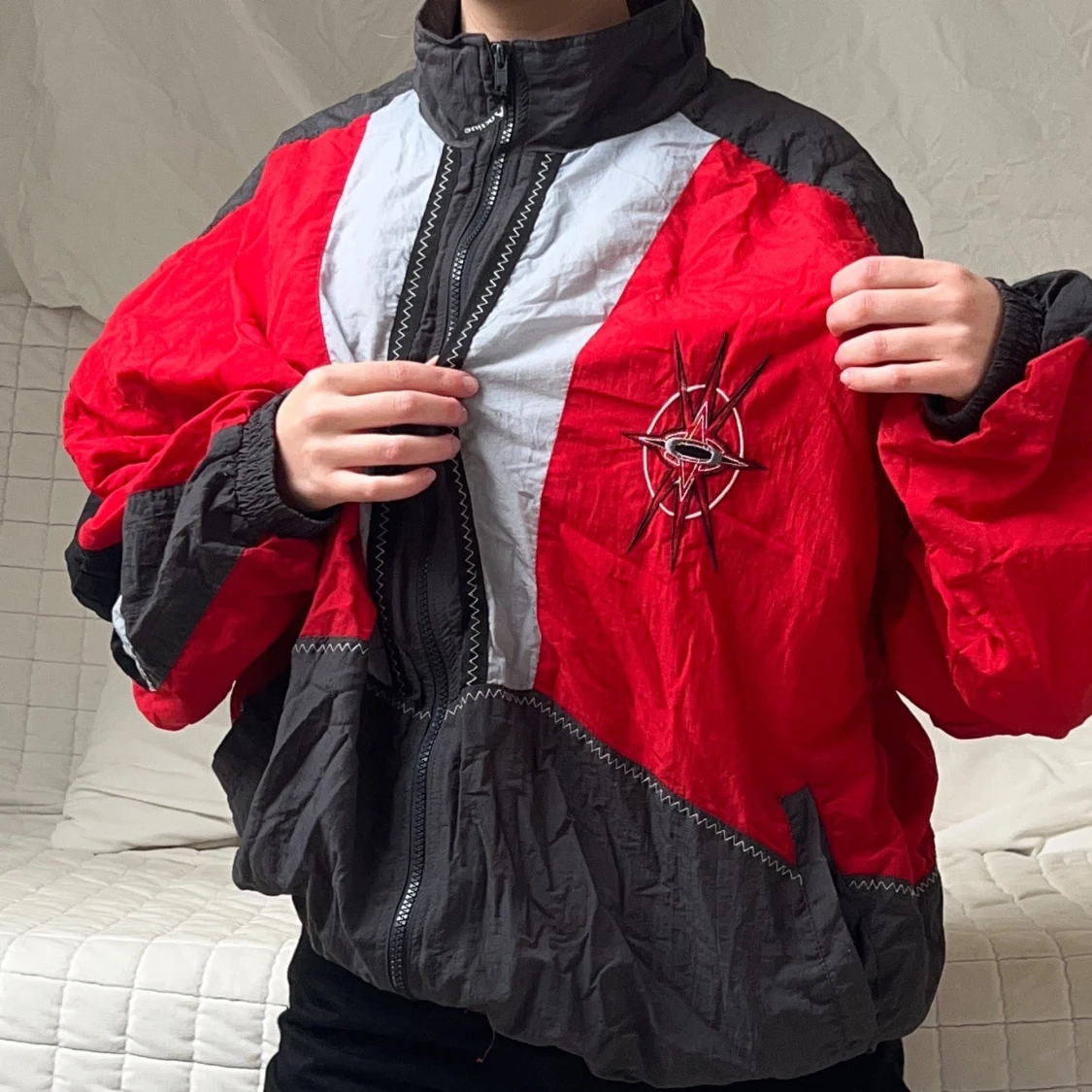 Oversized Röd Vindjacka - 90