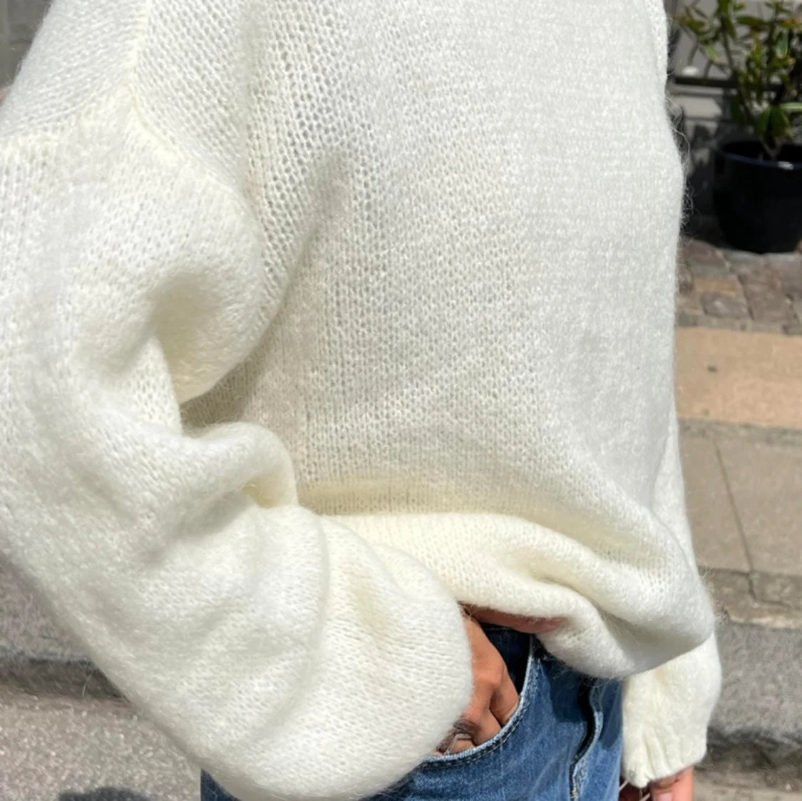 Vit stickad tröja  - 90