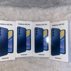 Säljer helt nya Samsung galaxy A15 5G. Olåst och obruten förpackning. Styck 1500. 5000kr för alla 4. Färgen på all är mörkblå. Ord pris 2790kr