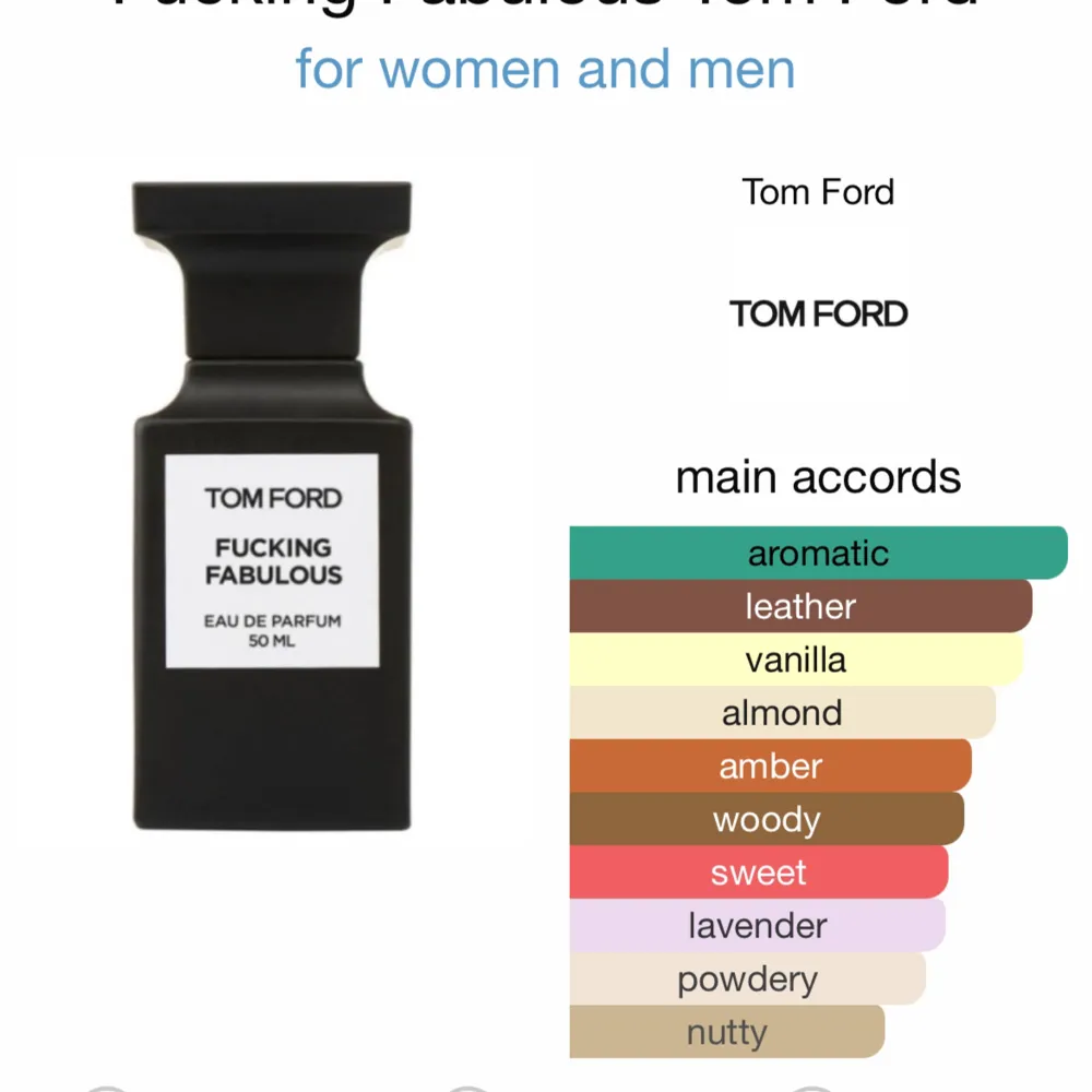 Tom Ford Fucking Fabulous 2 ml sample/test.   Ordinariepris är 5100 för 100 ml  18 kr frakt betalas av köpare  . Övrigt.