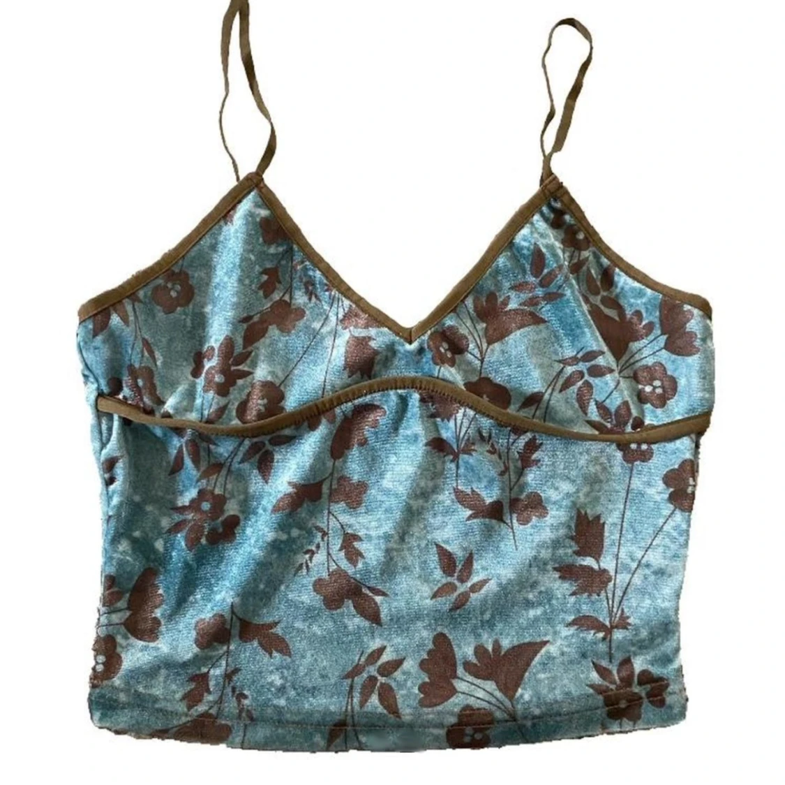 Blommigt turkost linne - 90