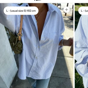 Djerf avenue skjorta - Säljer min blåvit-randiga skjorta från djerf avenue, använd enstaka gång🩵🌼