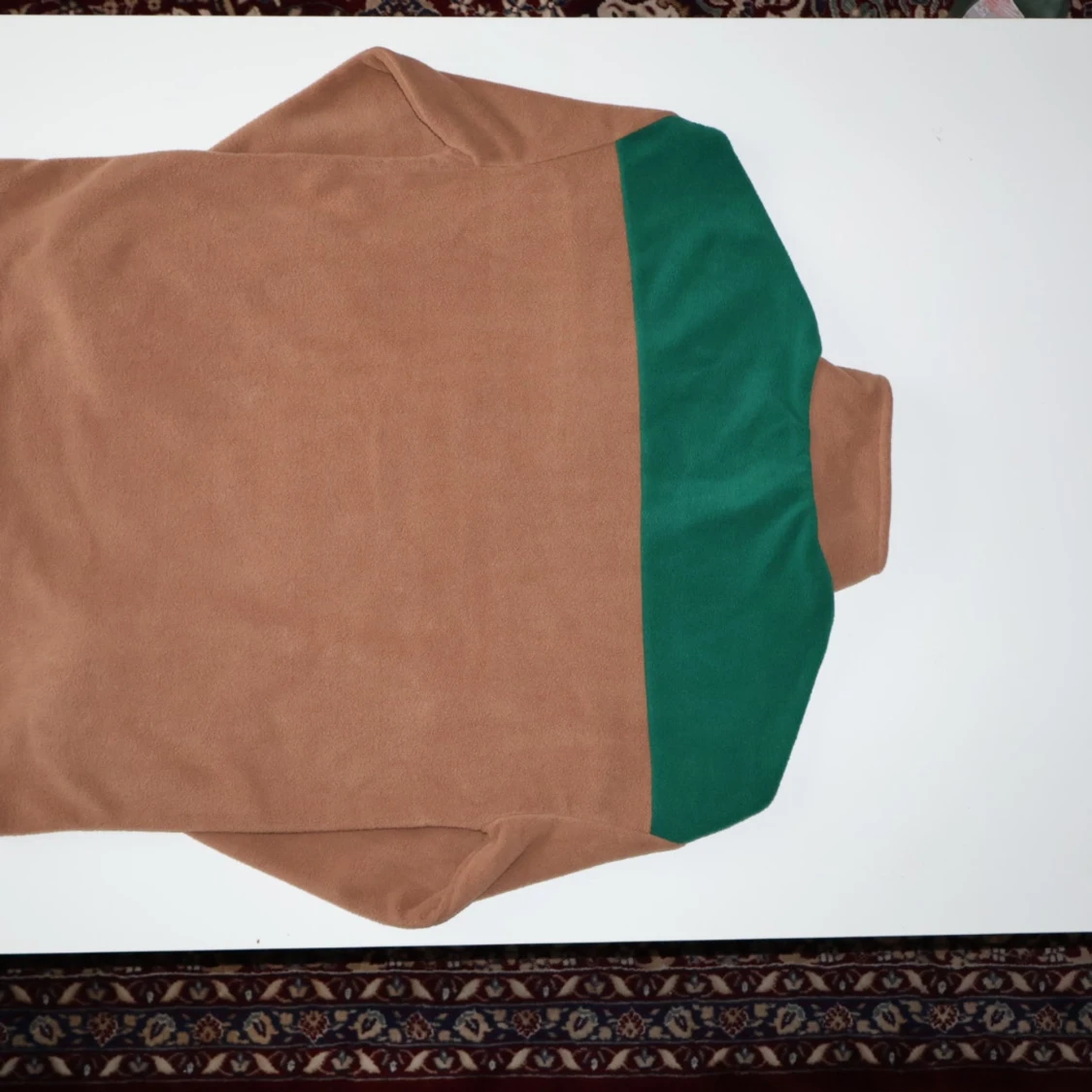 Colorblock Bear Embroidered Quarter Zip Fuzzy Polar Fleece Sweatshirt - 90