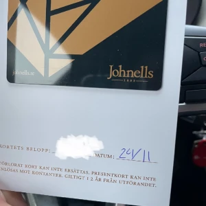 Presentkort Johnells  - Present kort på Johnells värt 7000kr säljes billigt