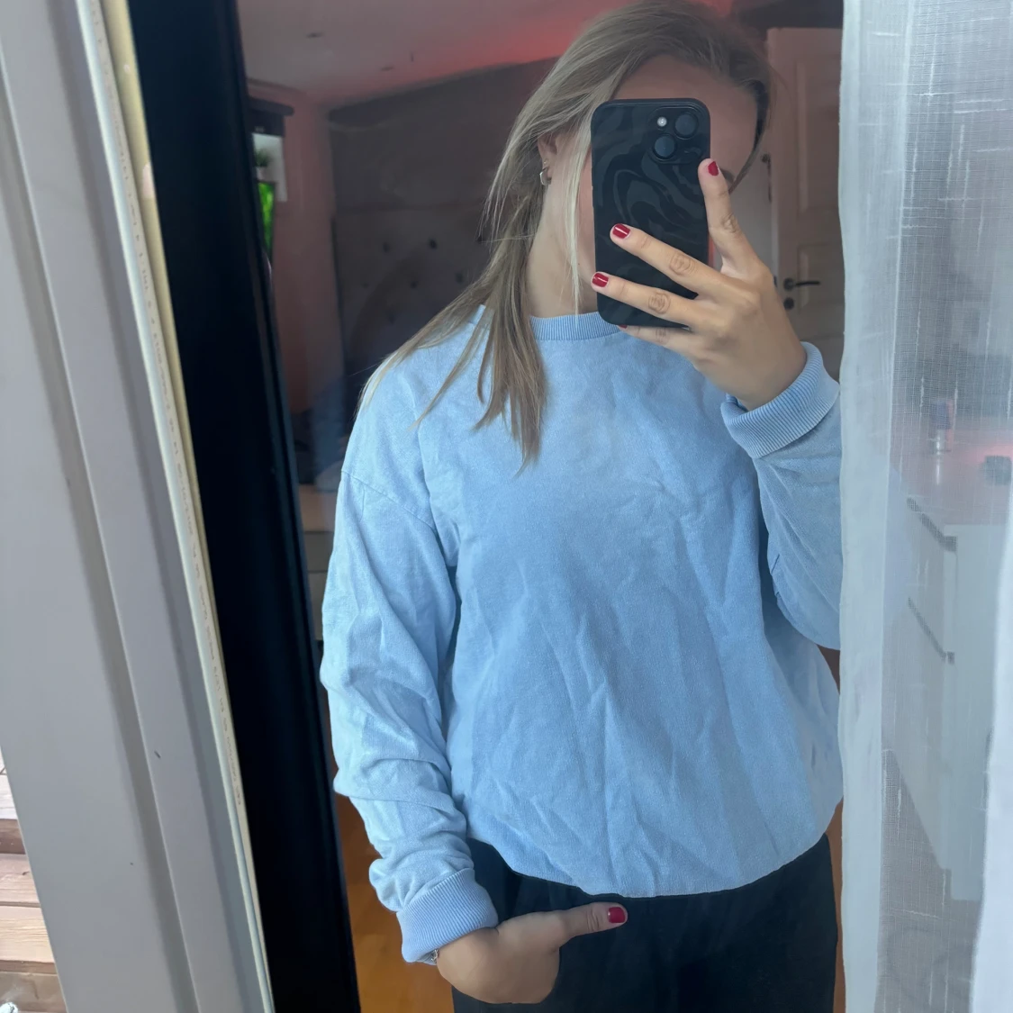 Ljusblå collegetröja - 91
