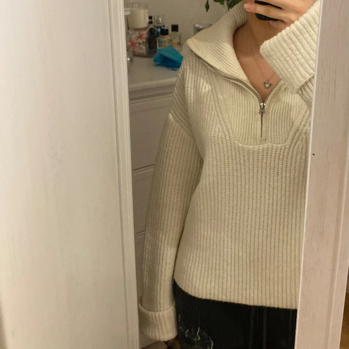 vit stickad tröja💓 - 90