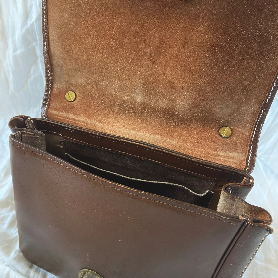 Vintage brun läderväska!  - 92