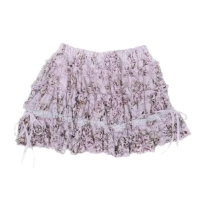 Blommig volang kjol - Midja 62+stretch, längd 33  Stl S/36/28 Använd gärna köp nu! 