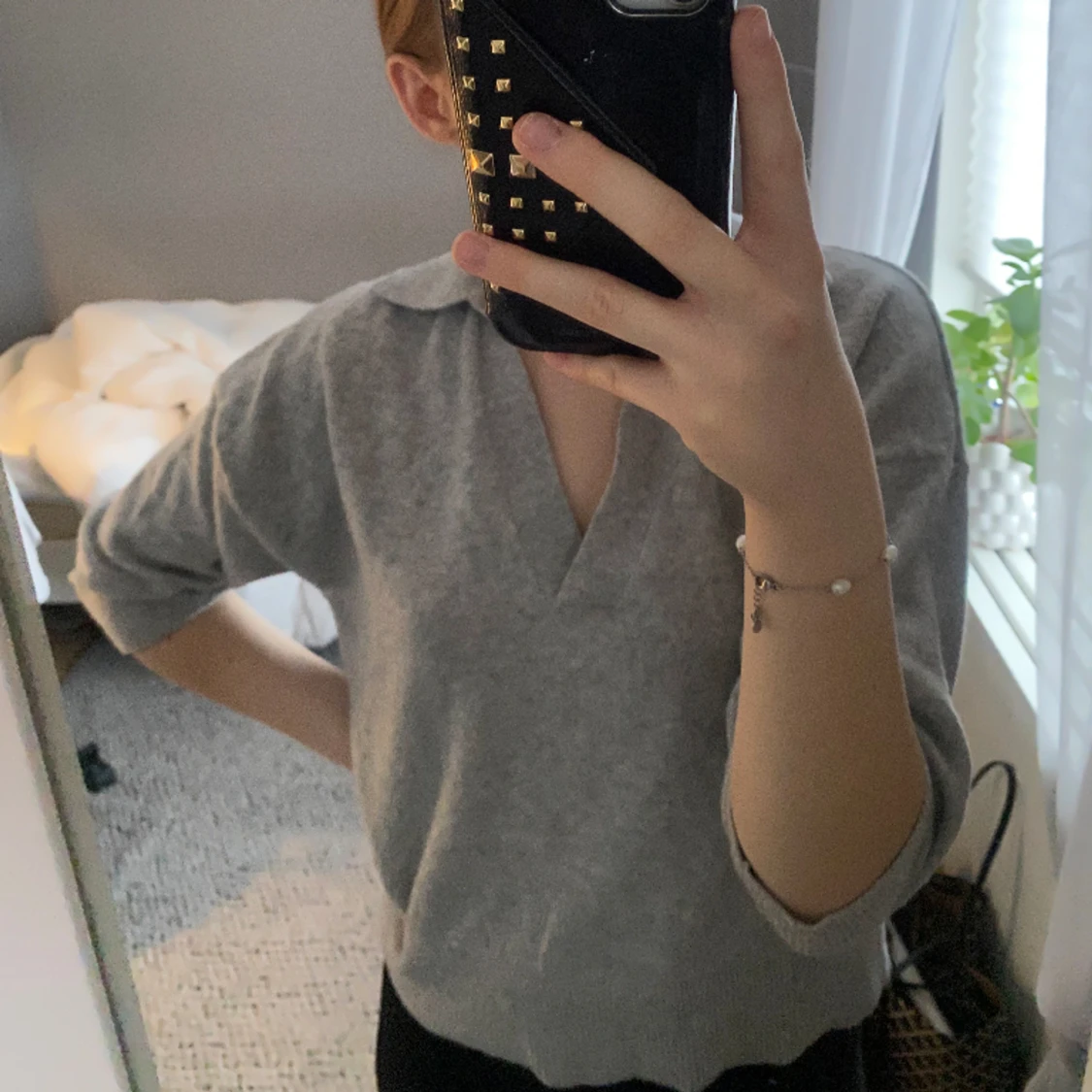 Stickad kortärmad tröja - 90