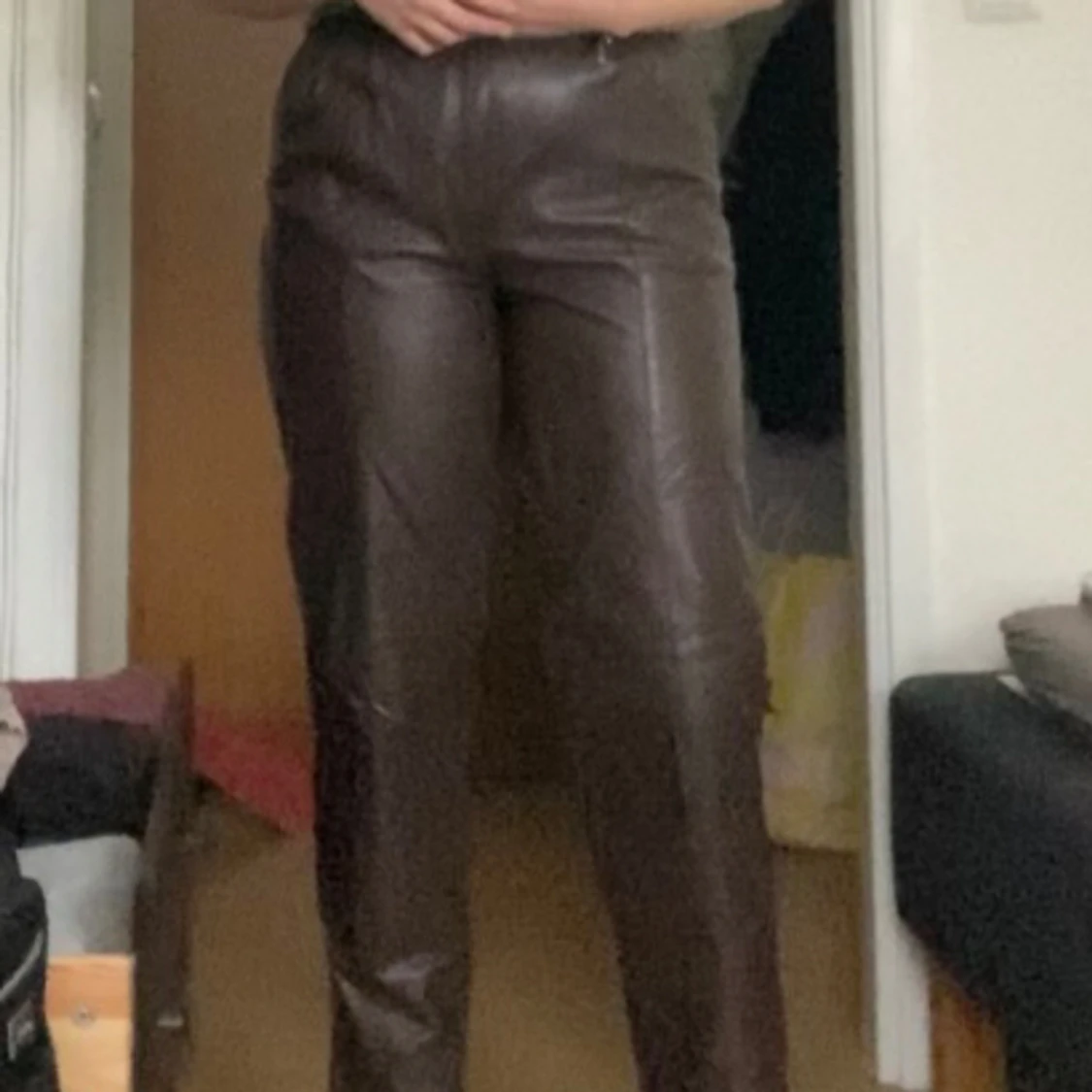 Mörkbruna läderbyxor - 90