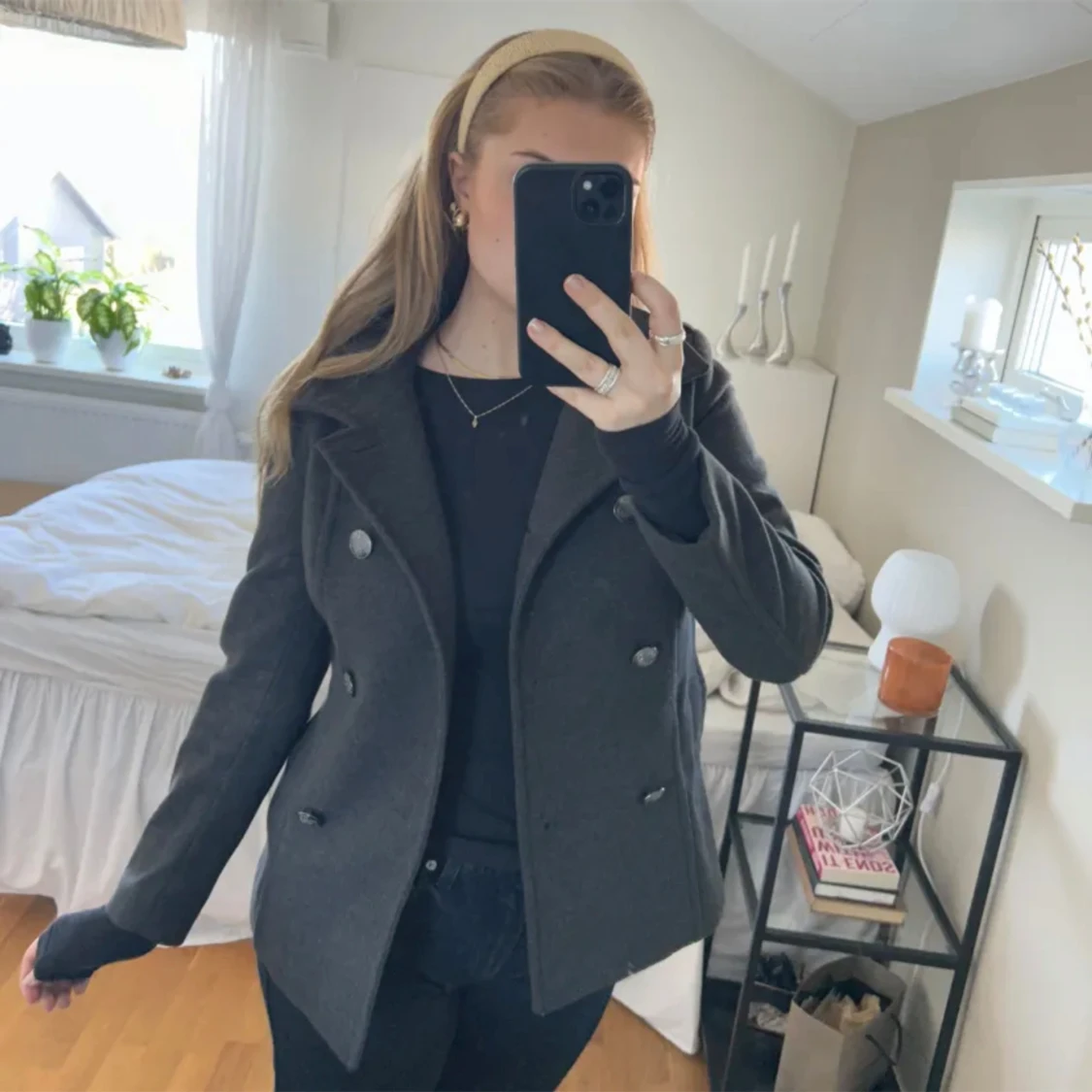 Kort kappa mörkgrå  - 90