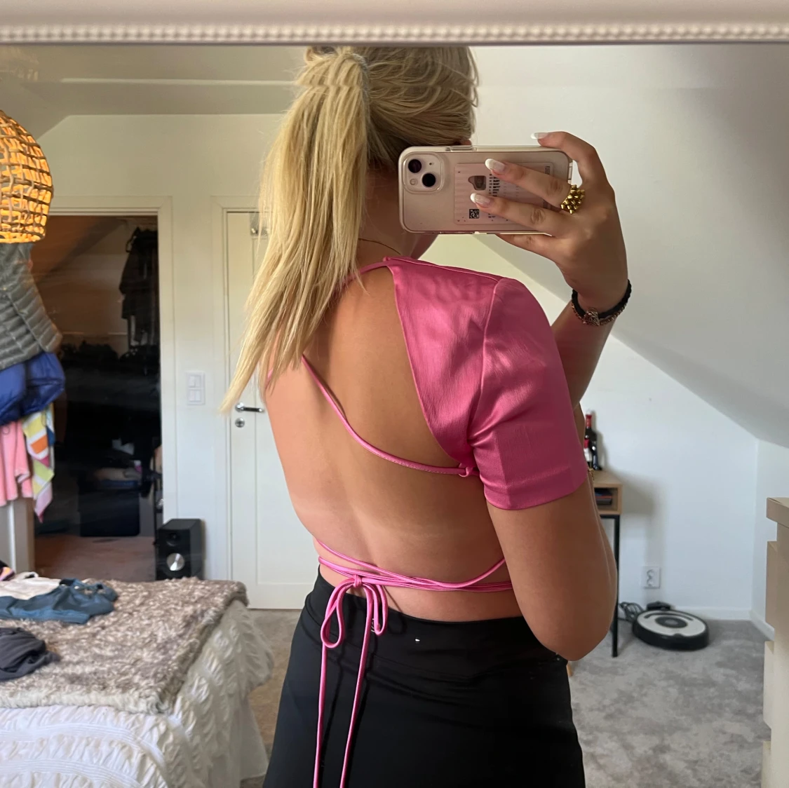 Jättefin rosa backless topp - 90