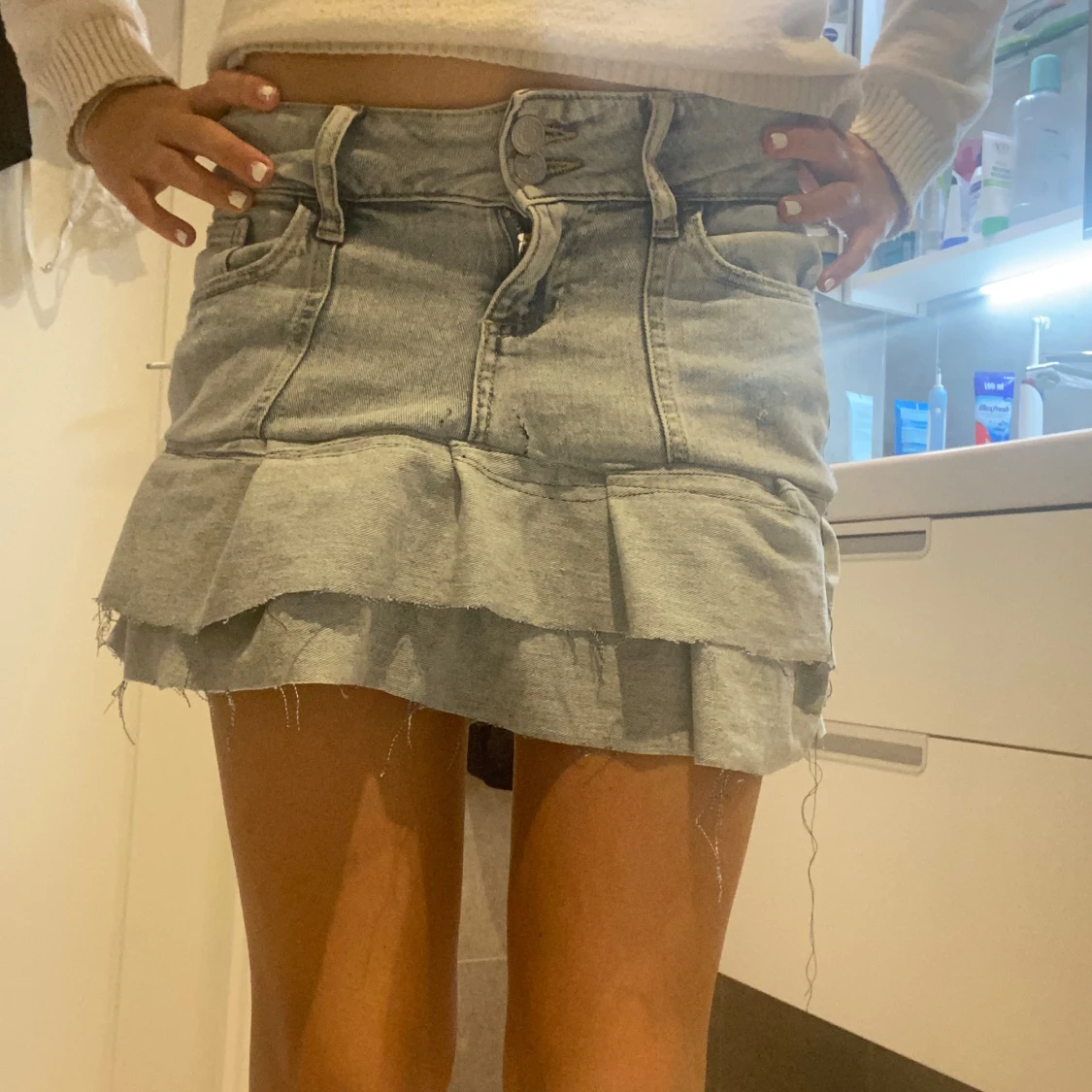 Jeans kjol med volanger - 90