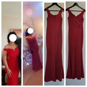 Röd festklänning köpt från zalando, storlek S men kan passa en M (38) då den är töjbar. Klänningen är använd endast 1 gång under några timmar. Klänningen  är röd och ej vinröd.❌️Seriösa köpare❌️ PRIS KAN DISKUTERAS!