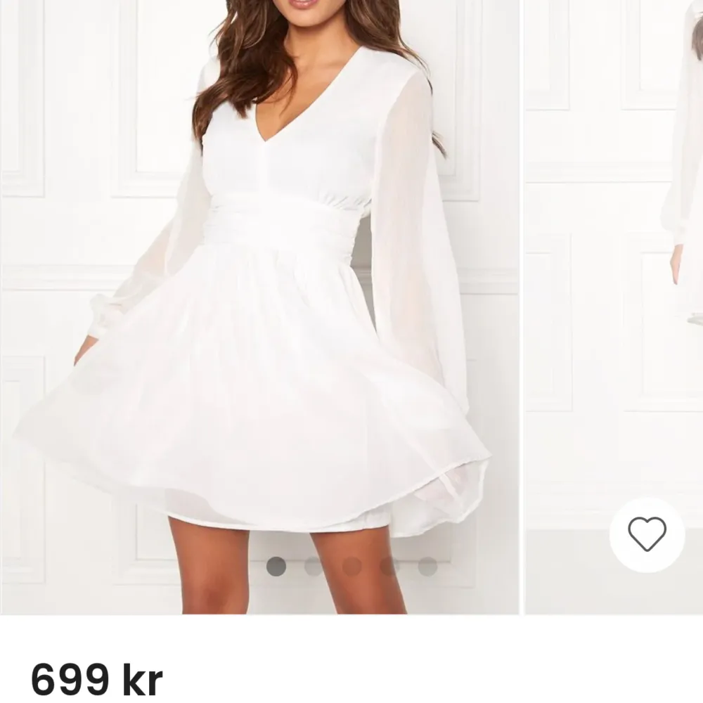 Intressekoll på denna fina vita klänning från bubbleroom i stl 36! Endast använd 1 gång när jag slutade 9an!  Nypris:700, säljer för 550 🤍. Klänningar.