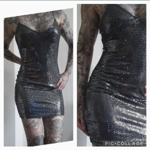 Asos Paljettklänning silver strass festklänning - Så snygg klänning. Svart/silver. Size S.
