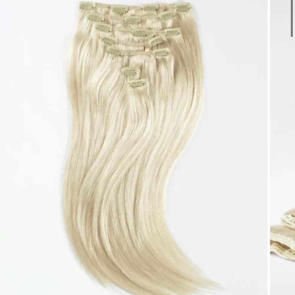Säljer mitt blonda löshår från rapunzel of sweden i färgen Platinum blonde som är i 40cm.💗 Skriv för flera frågor eller bilder!💗. Accessoarer.