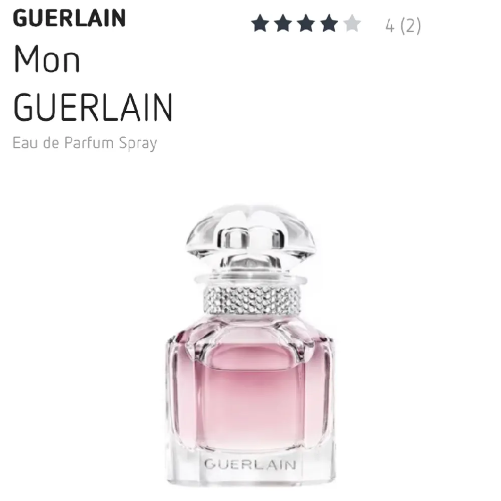 Säljer min Mon Guerlain parfym då den ej kommer till användning 😊 Luktar jättegott och finns lite mer än hälften kvar! Originalpris är ca 700-1000kr💗. Övrigt.