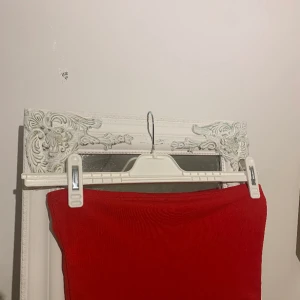 Kort röd topp - Använd någon enstaka gång,i fint skick,inte genomskinlig och täcker bra.