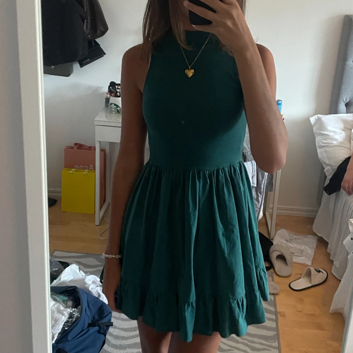 Mörkgrön klänning - 90