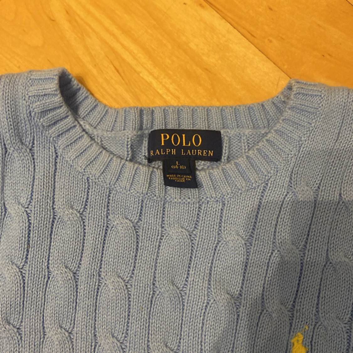 Ljus blå stickad polo Ralph lauren tröja - 91