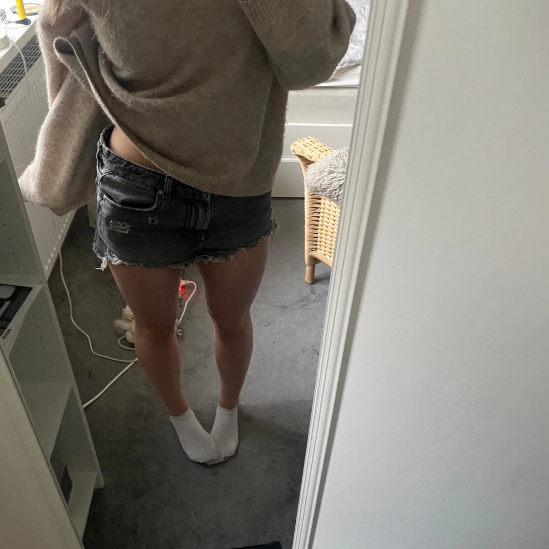 Gråa jeansshorts  - 92