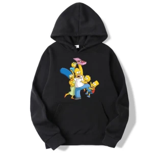 Svart Simpsons Hoodie - En gosig svart hoodie med Simpsons tryck på framsidan. Helt oanvänd och säljer pga att jag beställde i fel storlek. Säljer för 200kr+ frakt. Perfekt för ett Simpsons fan🥰