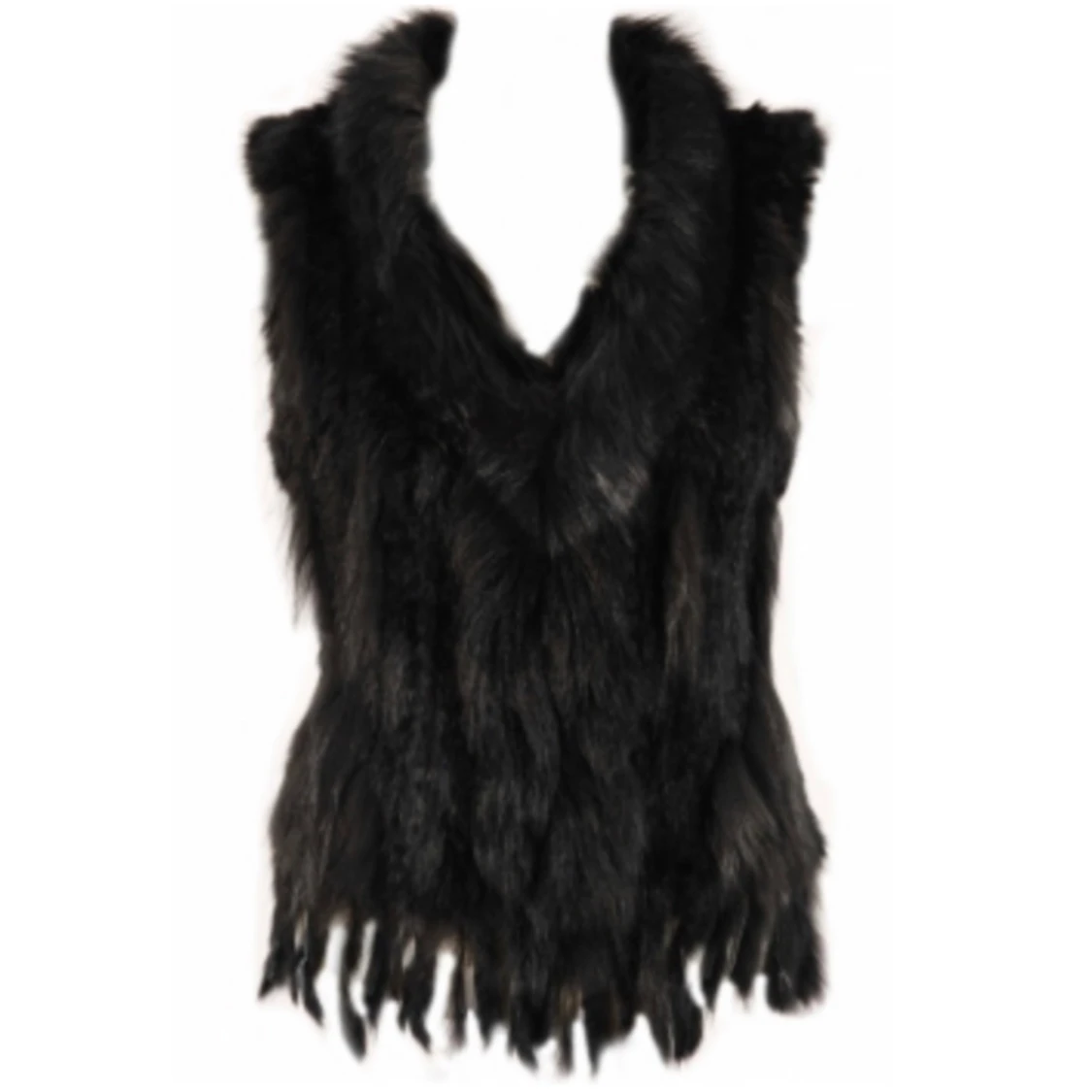 Äkta svart pälsväst