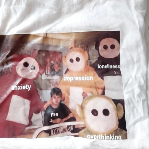  - Oversized t-shirt med coolt tryck. Telletabbie meme. Osäker storlek men jag har s och passar som en oversized t-shirt på mig. Endast använd 2 gånger. 