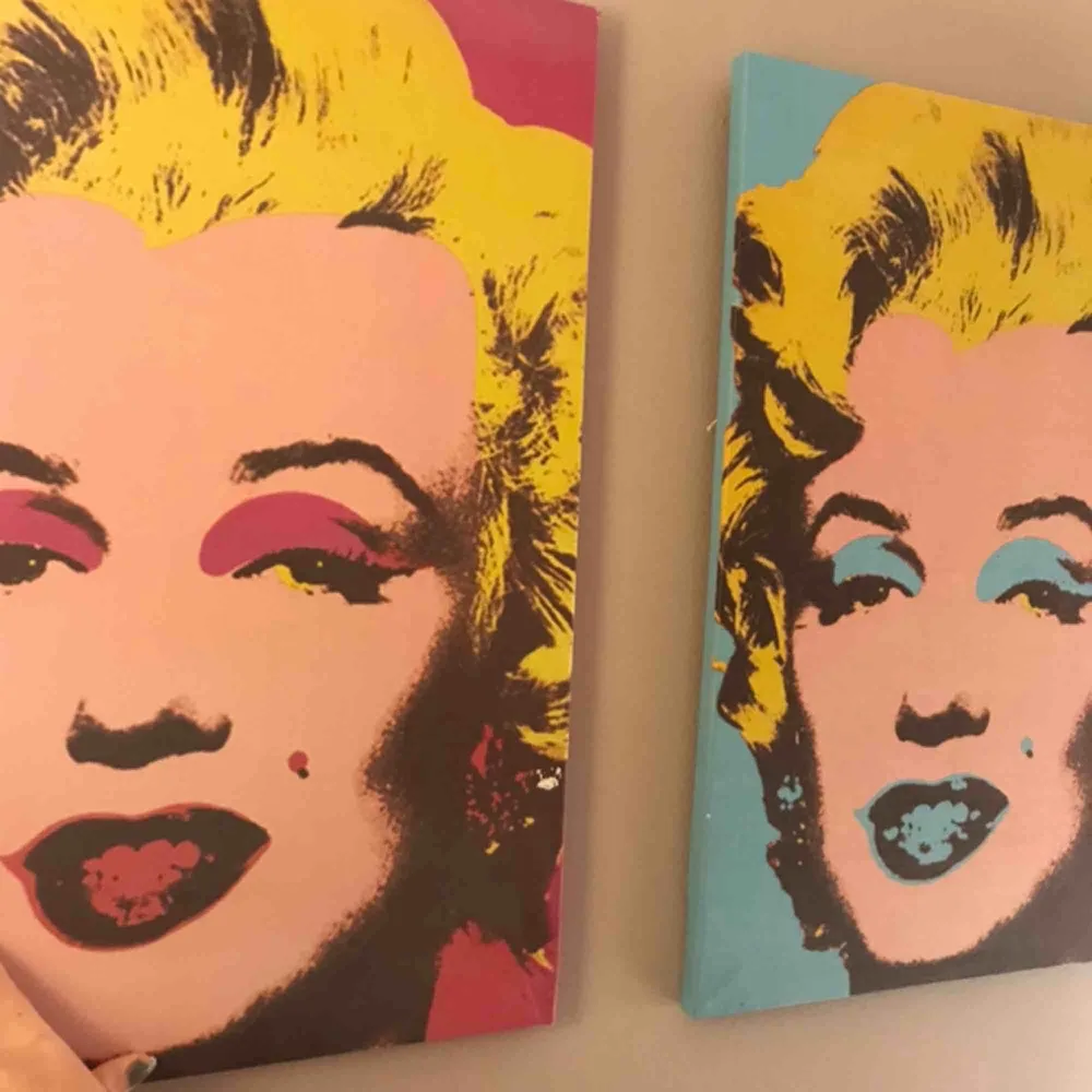 Två Marilyn Monroe tavlor för nu bara 50kr styck. En blå och en rosa super färgglada och fräscha, ger en fin färgtouch i rummet🥰 pris kan möjligen diskuteras. Övrigt.