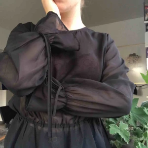  - Fin blus med halvgenomskinligt tyg med stretch i midjan och gulliga rosetter vid handlederna. Även en gullig knapp i ryggen. 