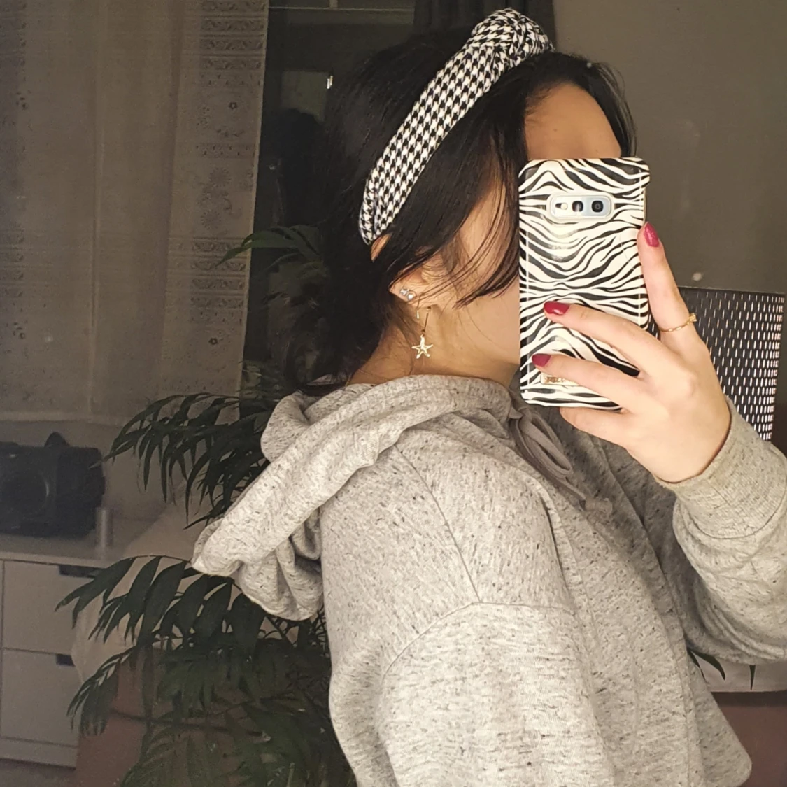 Ljusgrå melerad croppad hoodie sweatshirt  - 91