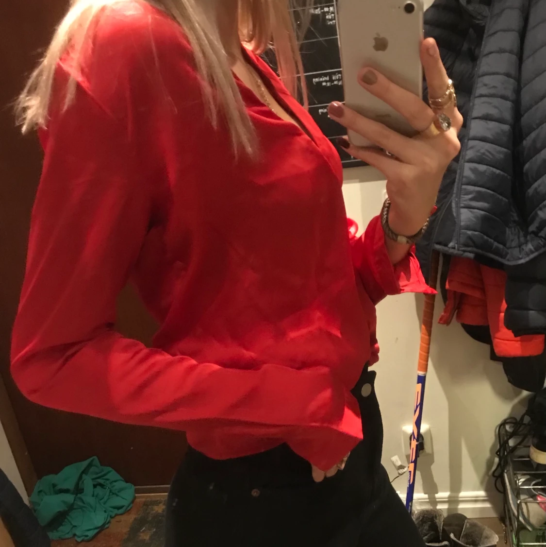 Röd fin blus, strl 34 - 91