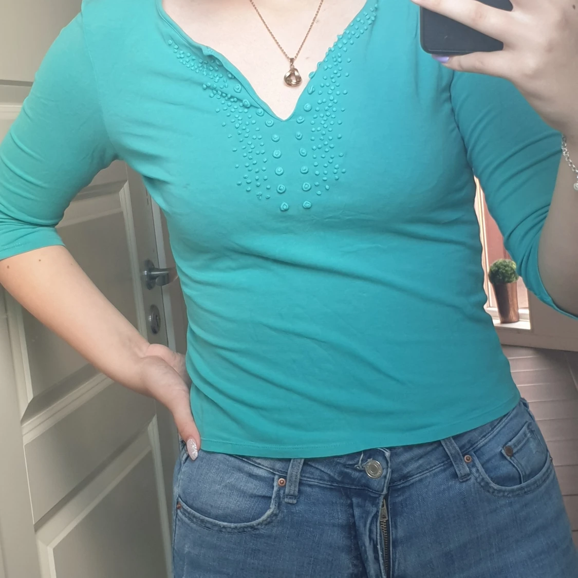 Turkos/grön gullig topp