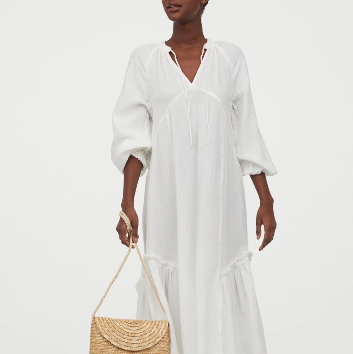  H&M populära ombloggade vit kaftan strl - 90