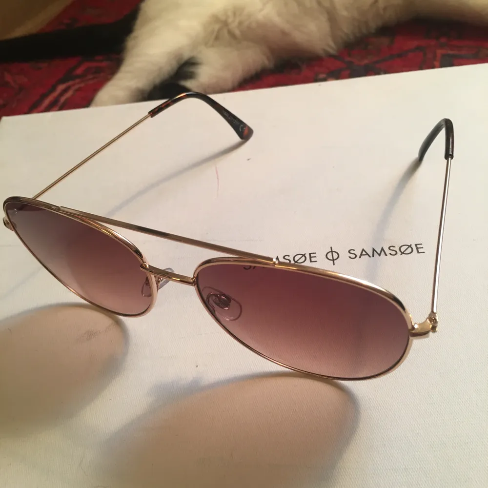 Solbrillor med brunt glas, nya och oanvönda, har legat i sitt fodral!  Köparen betalar frakt på 45kr! 🕺. Accessoarer.