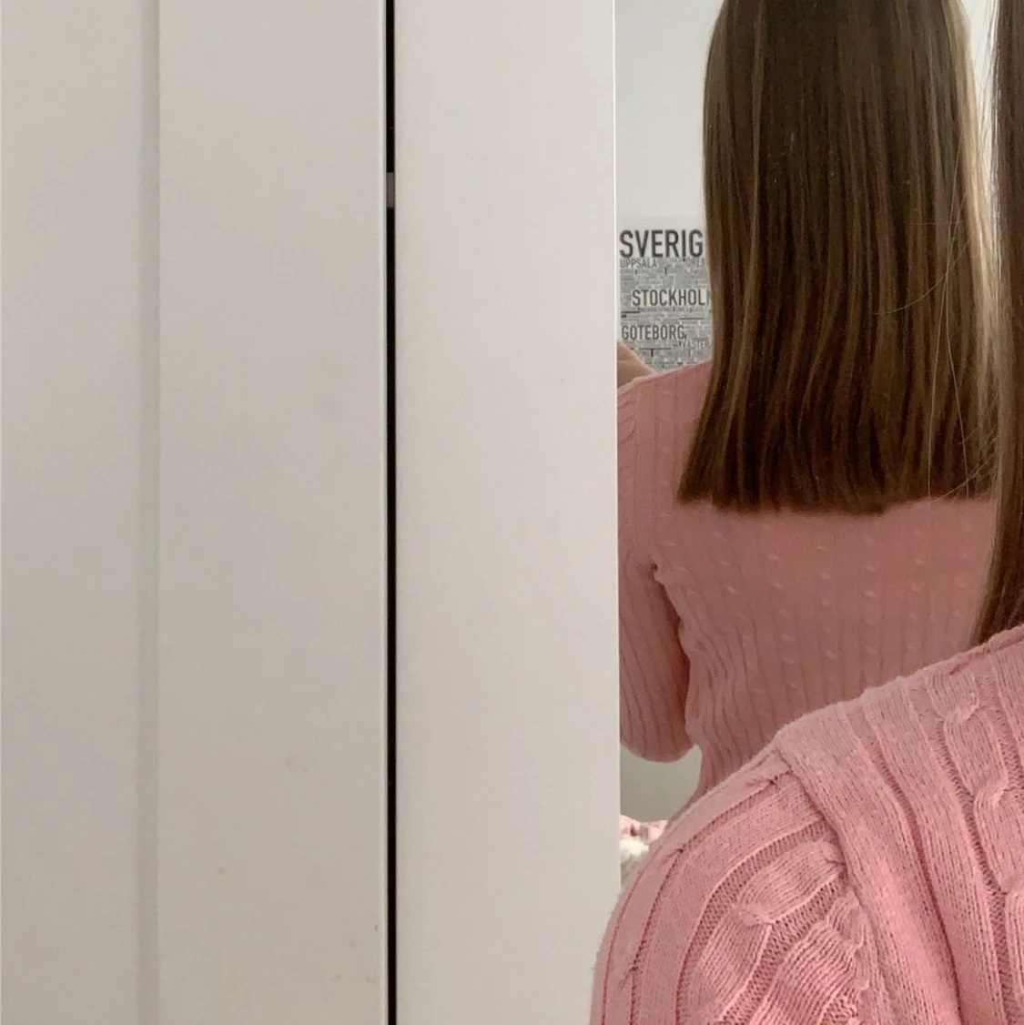 Kabelstickad rosa tröja - 90